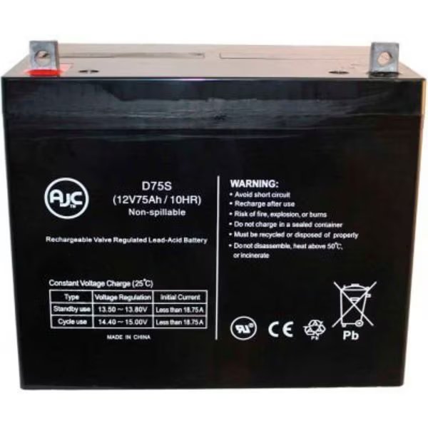 AJC Pride Jazzy 1120-2000 12V 75Ah Wheelchair Battery, Battery Clerk, Mfr#: AJC-D75S-O-2-131470